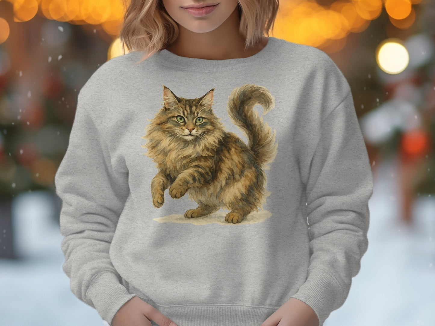 Adorable Fluffy Cat Design on Cozy Sweatshirt product type