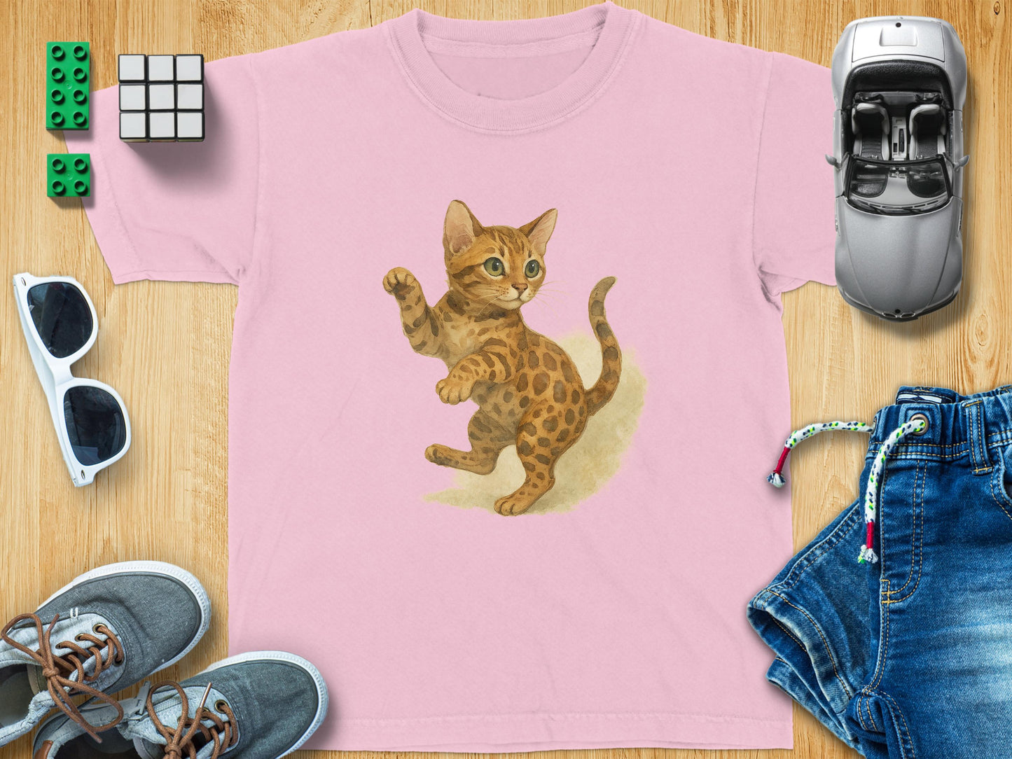 Cute Kitten Graphic on Light Pink Toddler T-shirt product type