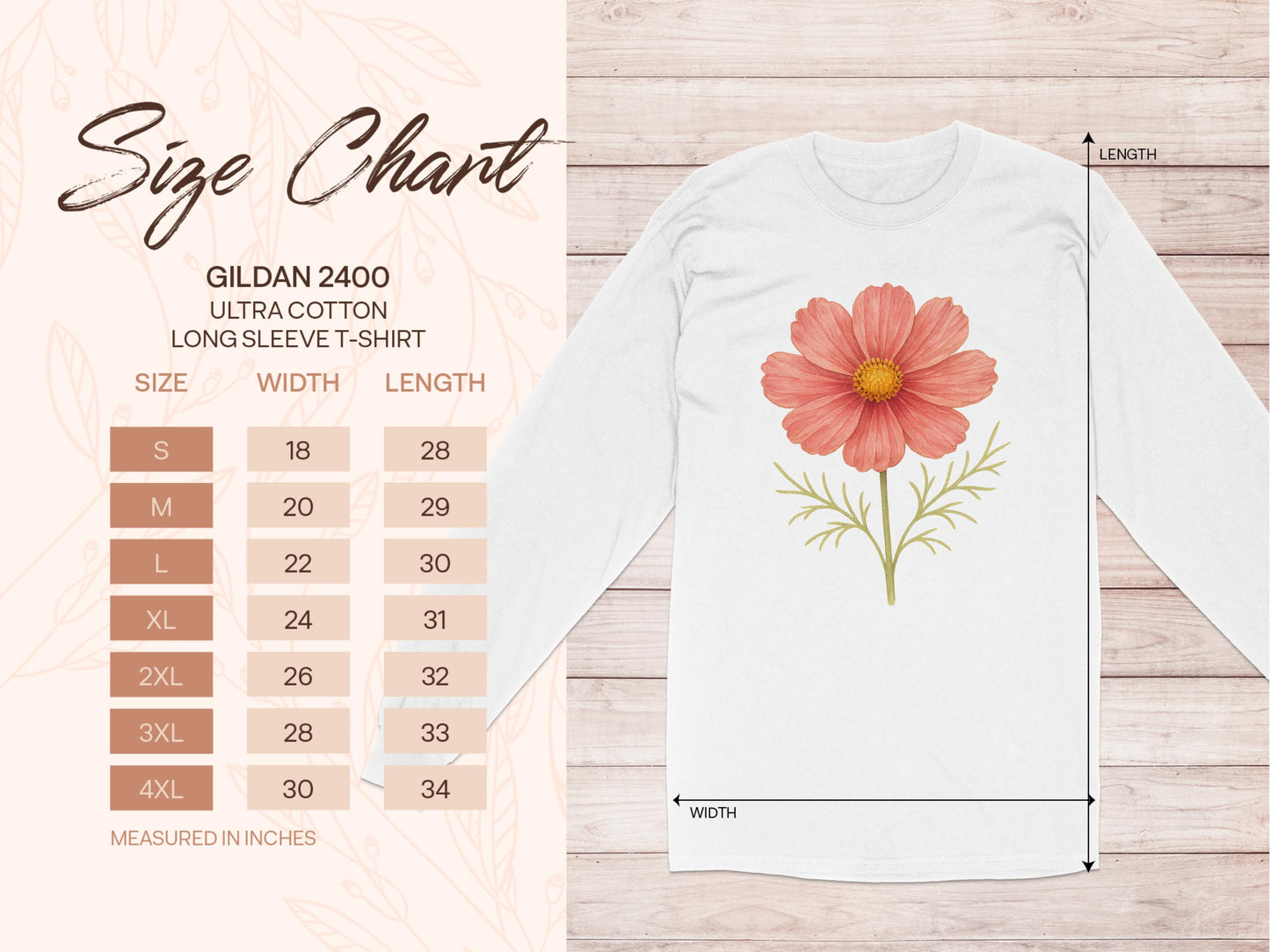 Floral Design Long Sleeve T-Shirt Product