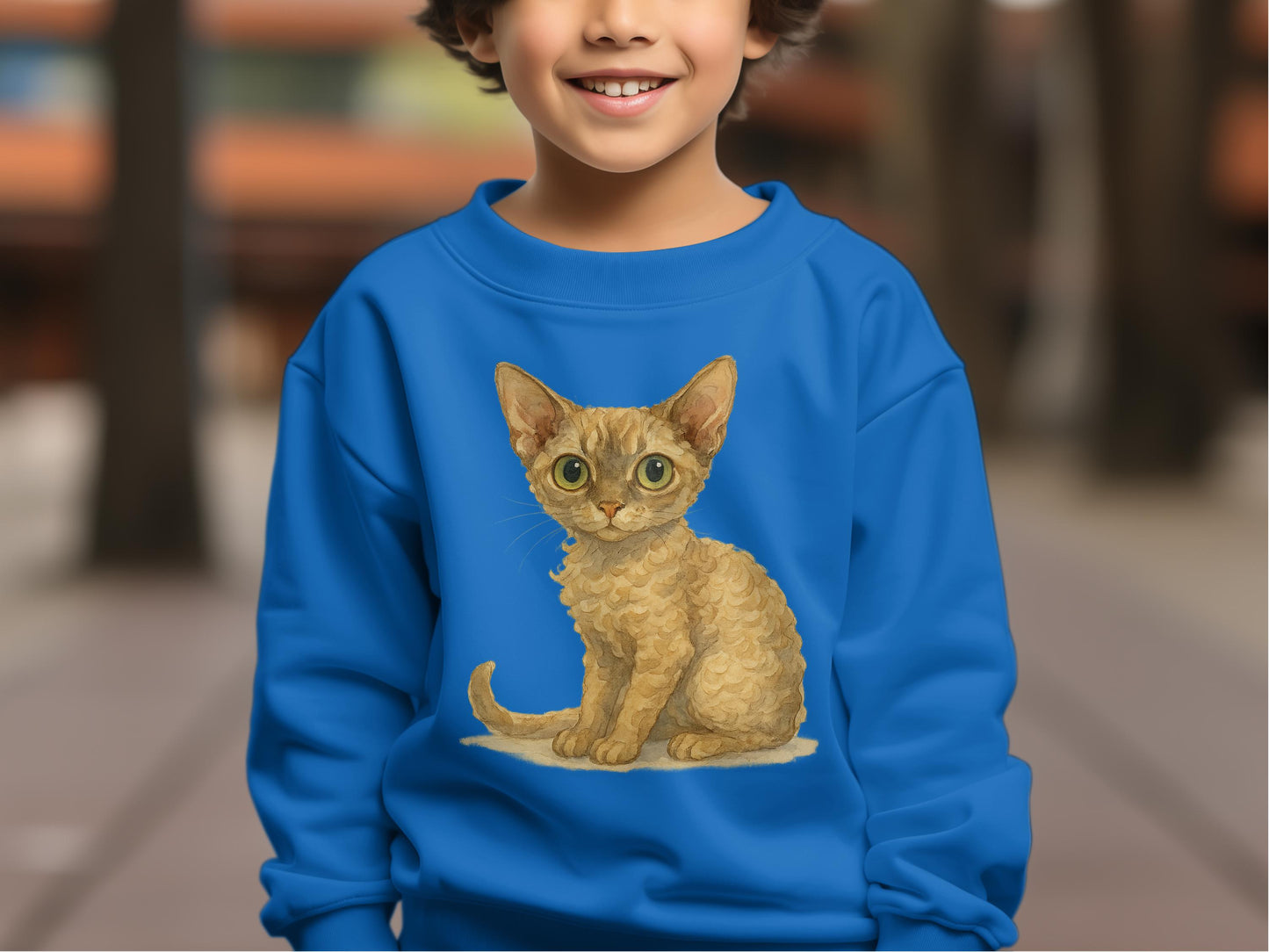 Adorable Kitty Design Blue Kids Sweatshirt product