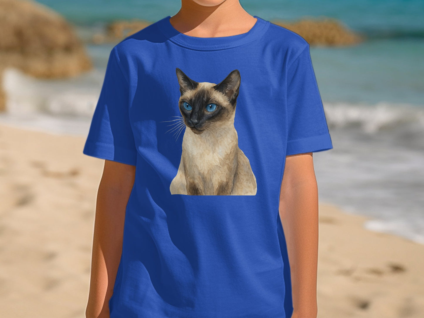 Siamese Cat Graphic Blue Shirt Beachwear Product