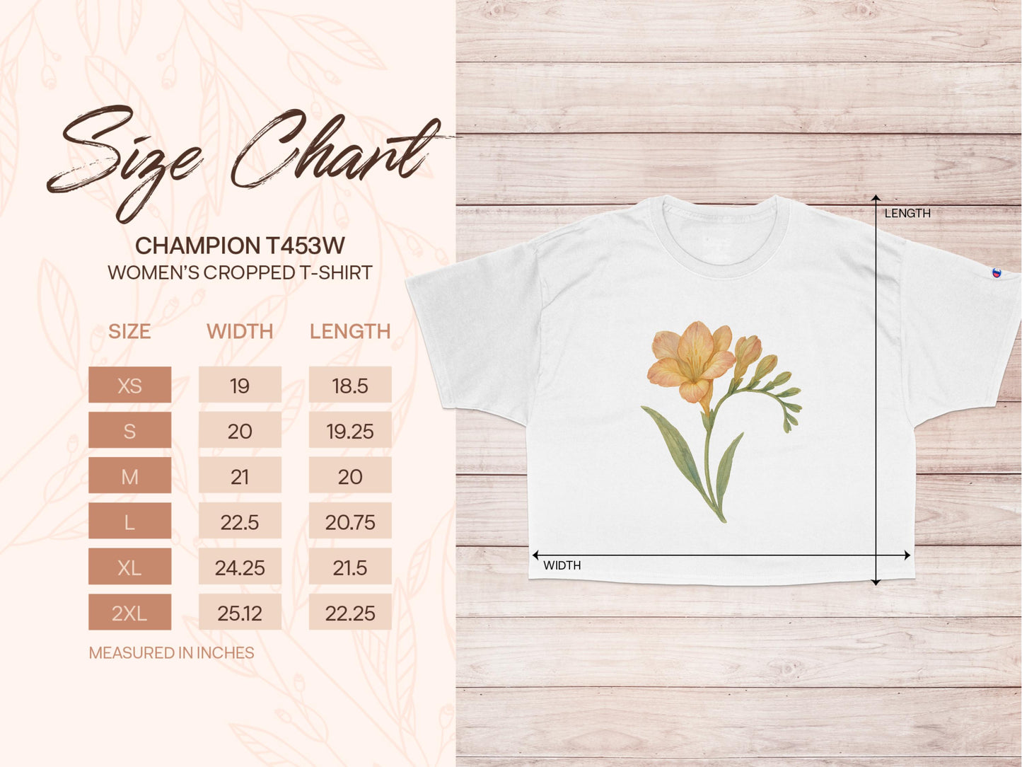 Flower Print Champion T45QW Women's Cropped T-shirt product type