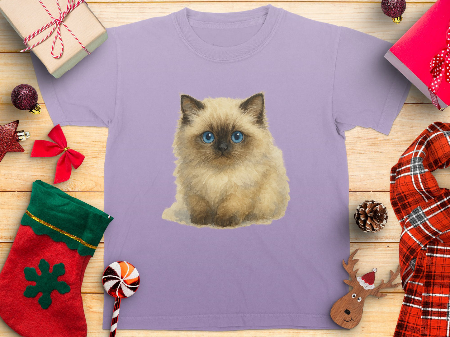 Adorable Fluffy Blue-Eyed Kitten Design T-shirt product type