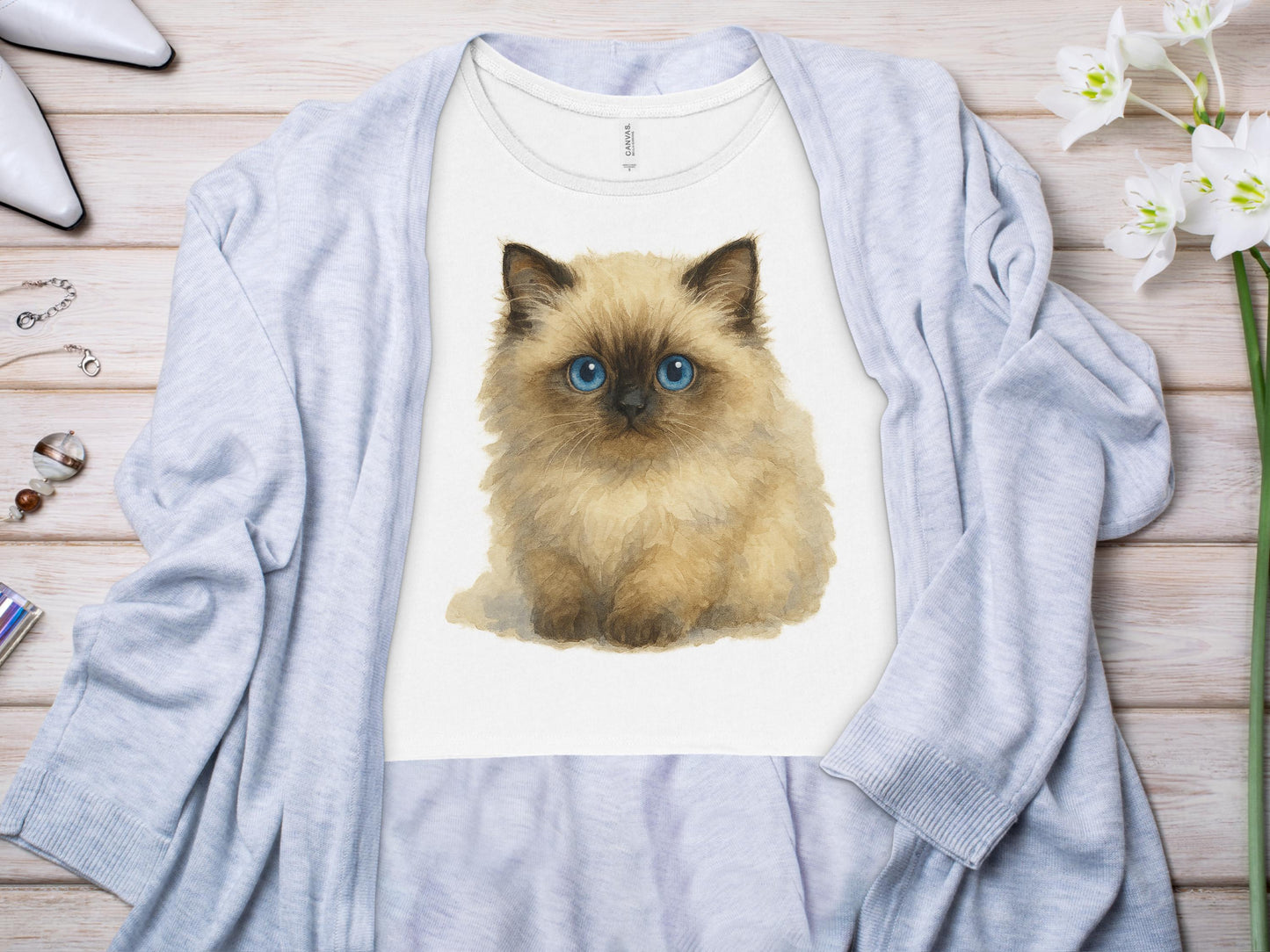 Cute Fluffy Blue Eyed Cat Artwork Print product type