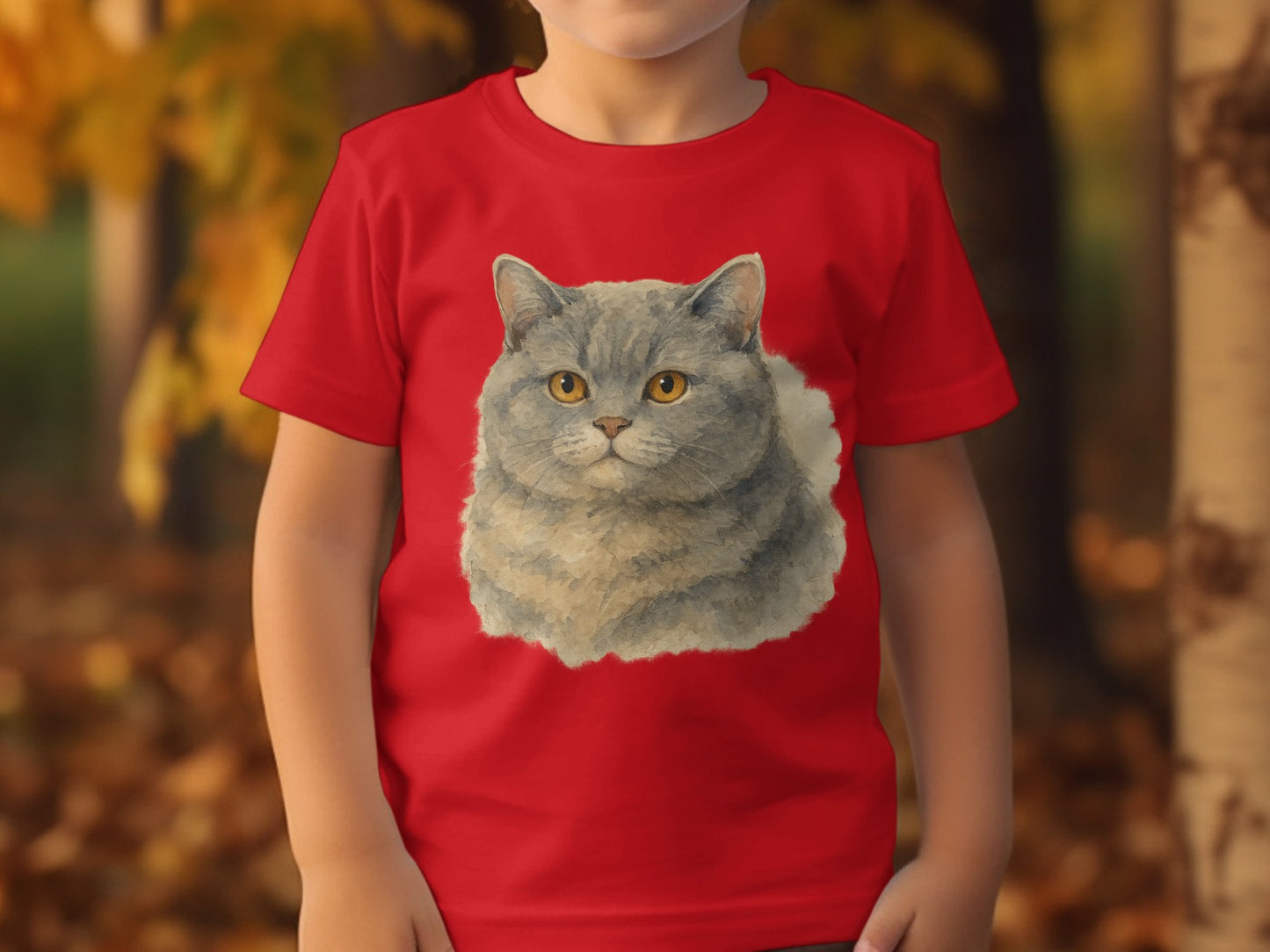 Cute Blue Cat Graphic Red Children's T-shirt product type