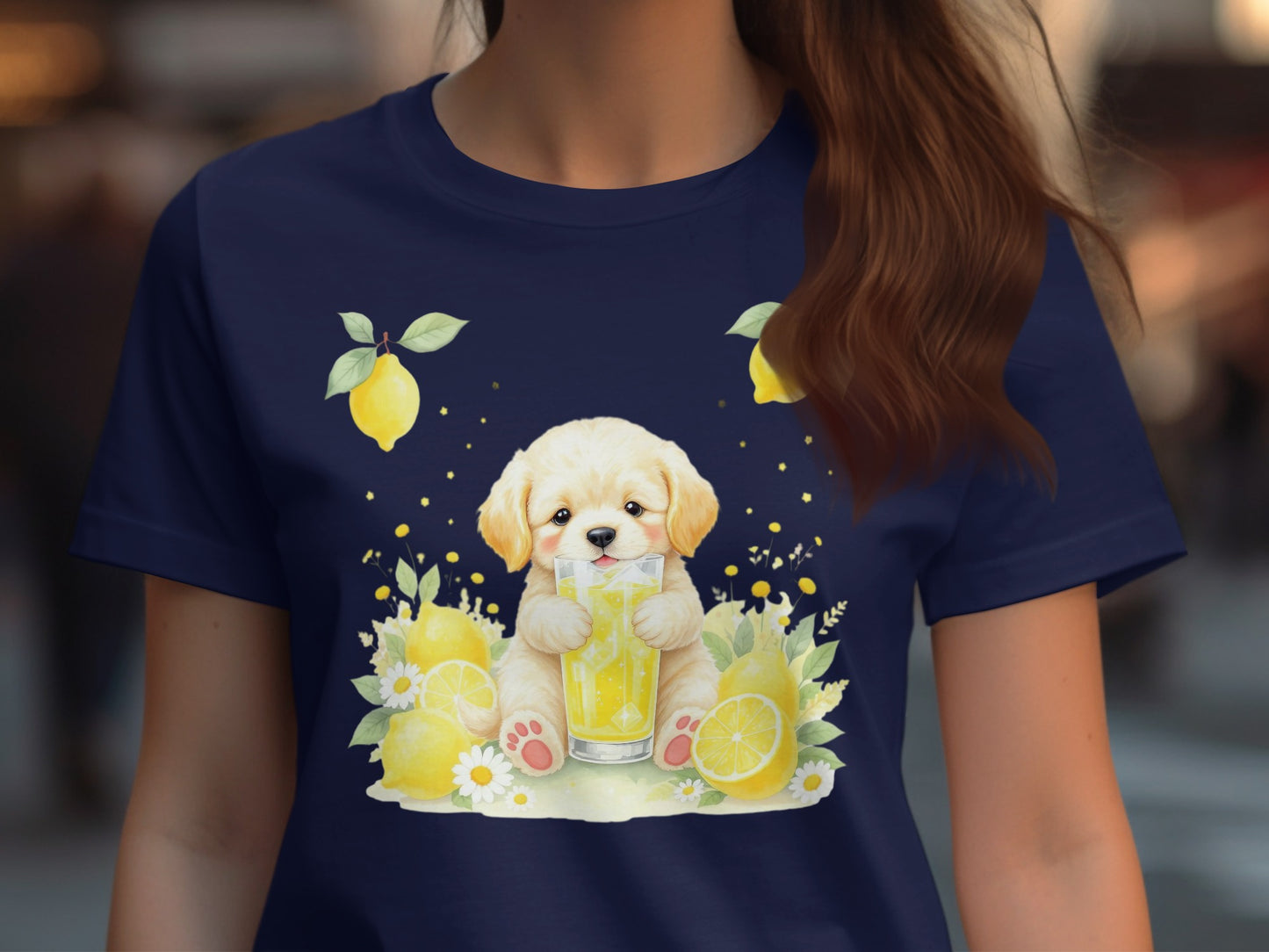 Adorable Puppy with Lemonade Printed T-Shirt product