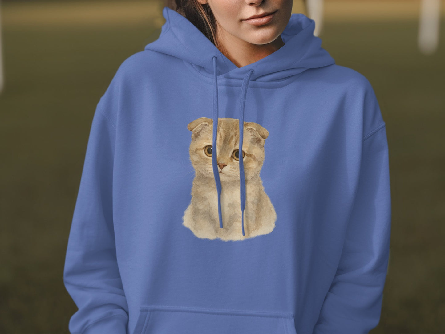 Cute Cat Print Design on Blue Hoodie product type