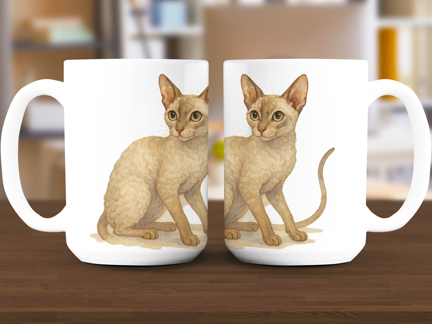 Adorable Curly Haired Cat Design Coffee Mug product