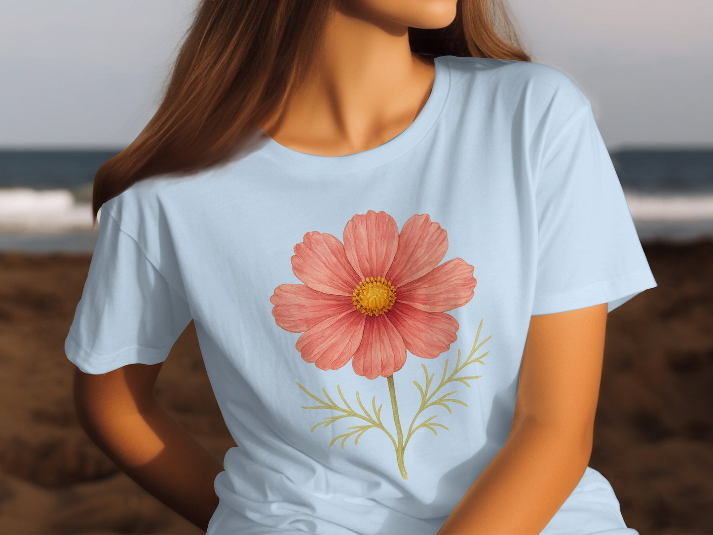 Beautiful Floral Print Beach Casual Wear T-shirt product type