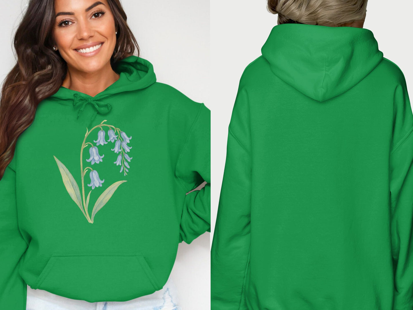Green hoodie with floral design comfortable product