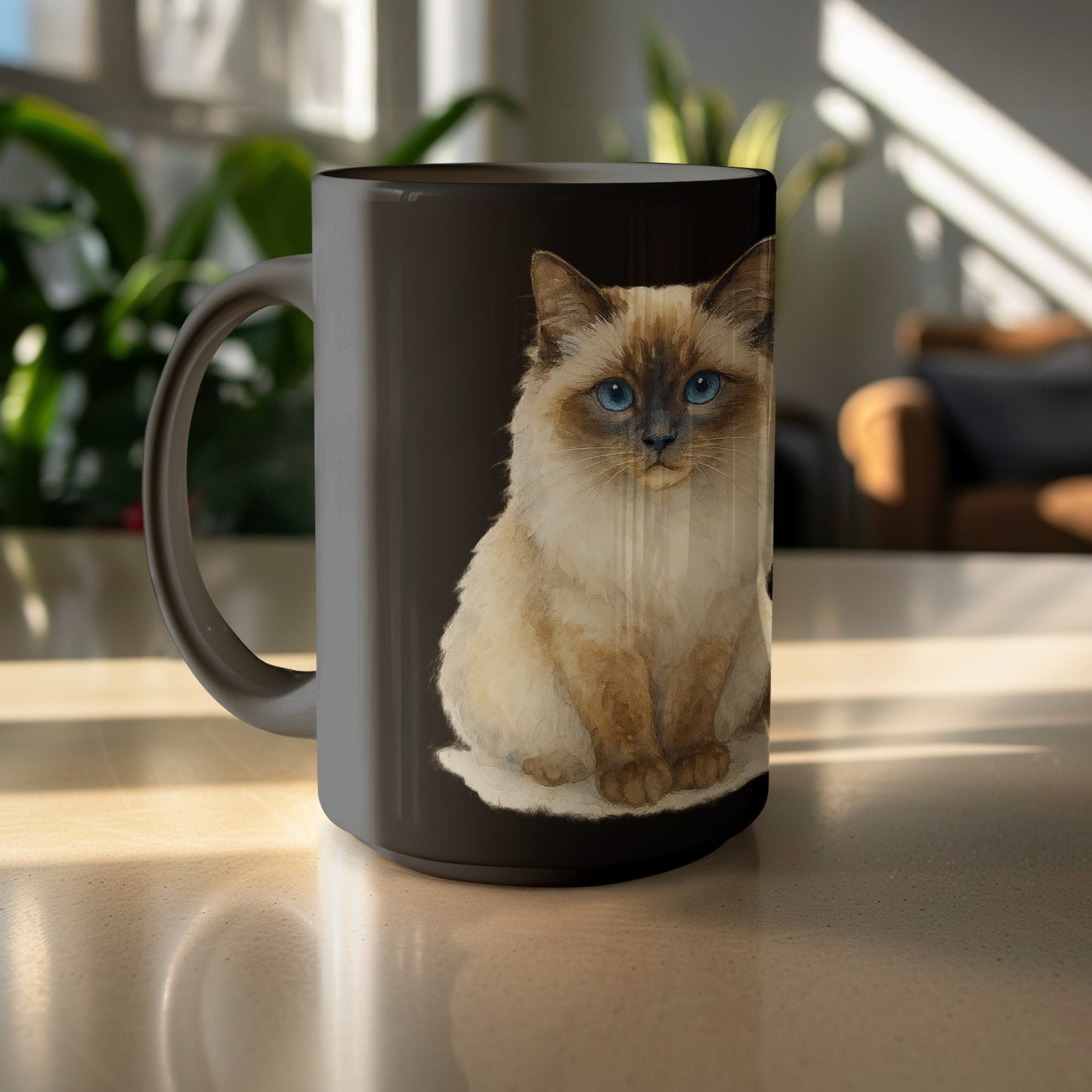 Adorable Blue-Eyed Cat Design Coffee Mug product