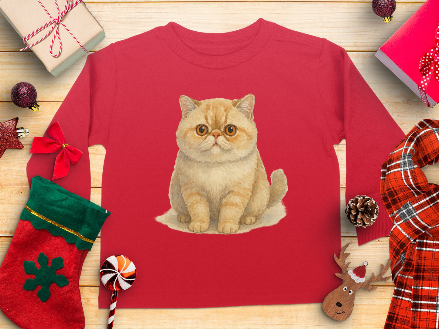 Adorable Cat Graphic Long Sleeve Holiday Shirt product type