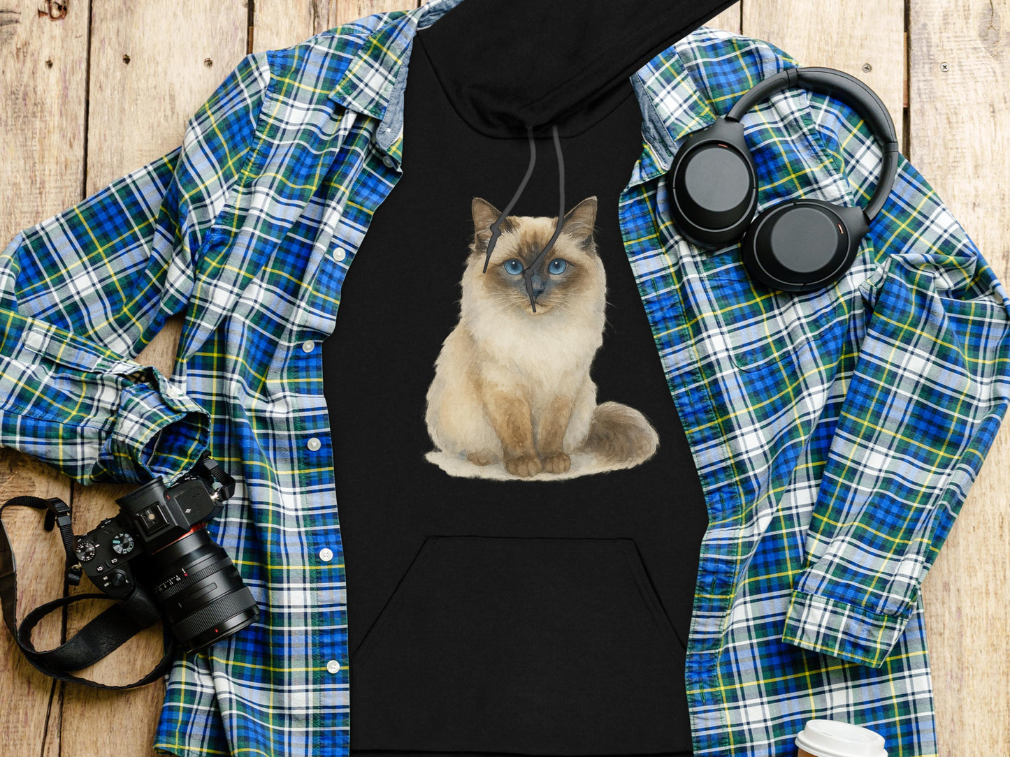 Cozy Black Hoodie with Adorable Cat Design product