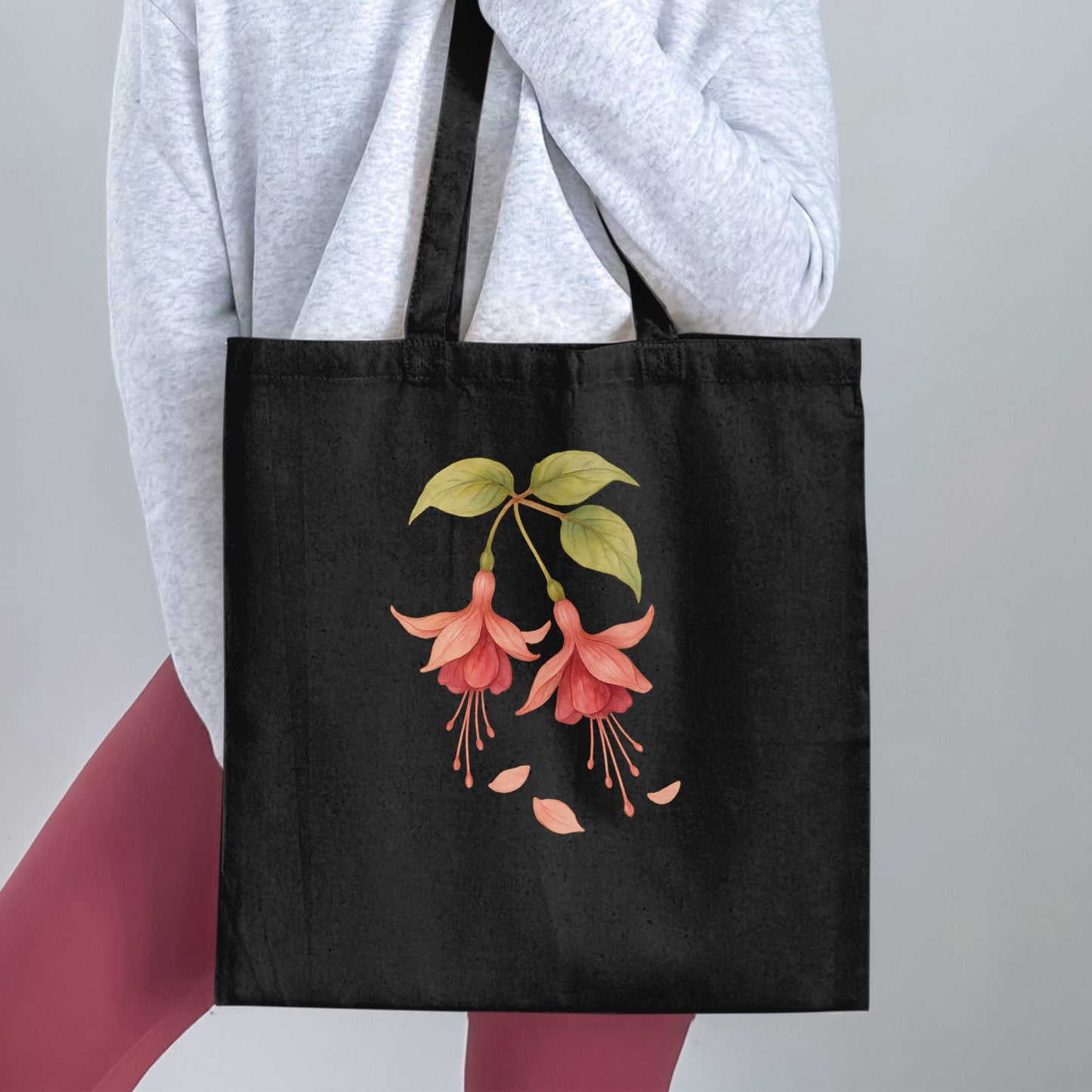 Elegant Black Tote Bag with Floral Design product type