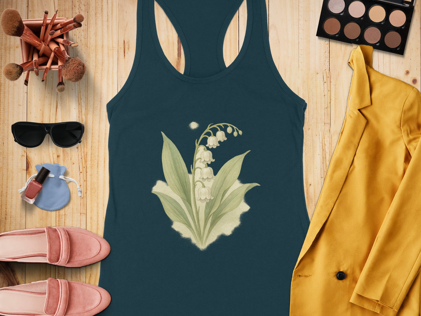Botanical Lily Print on Women's Sleeveless Tank product type