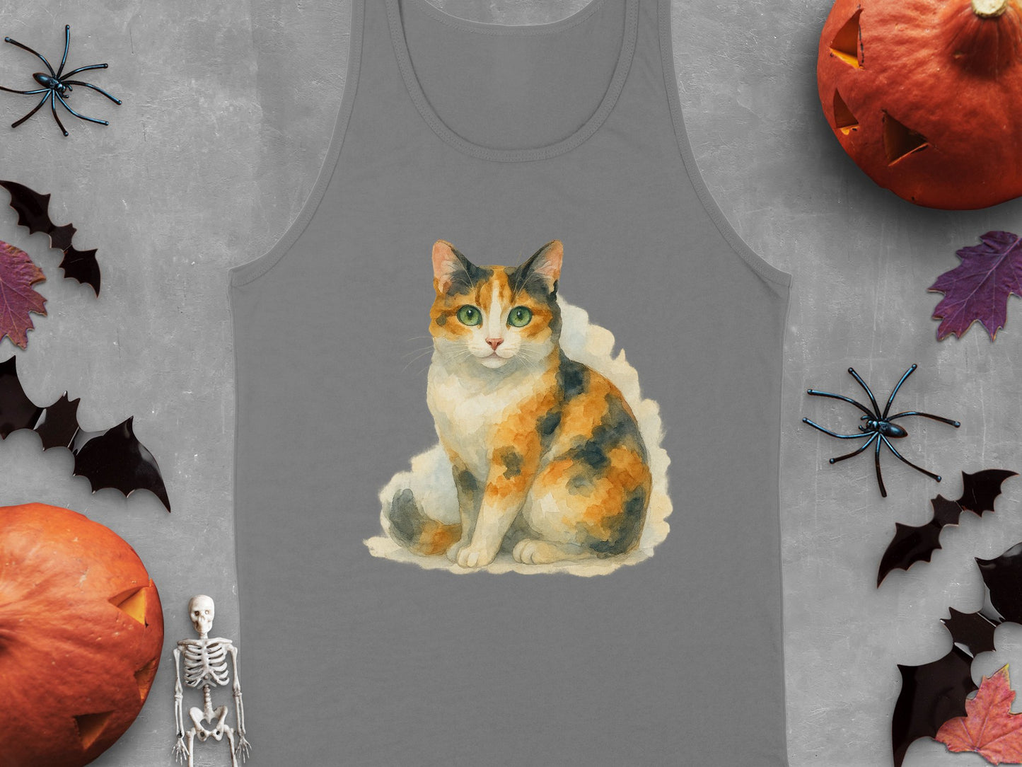 Colorful Cat Tank Top for Spooky Halloween Outfit