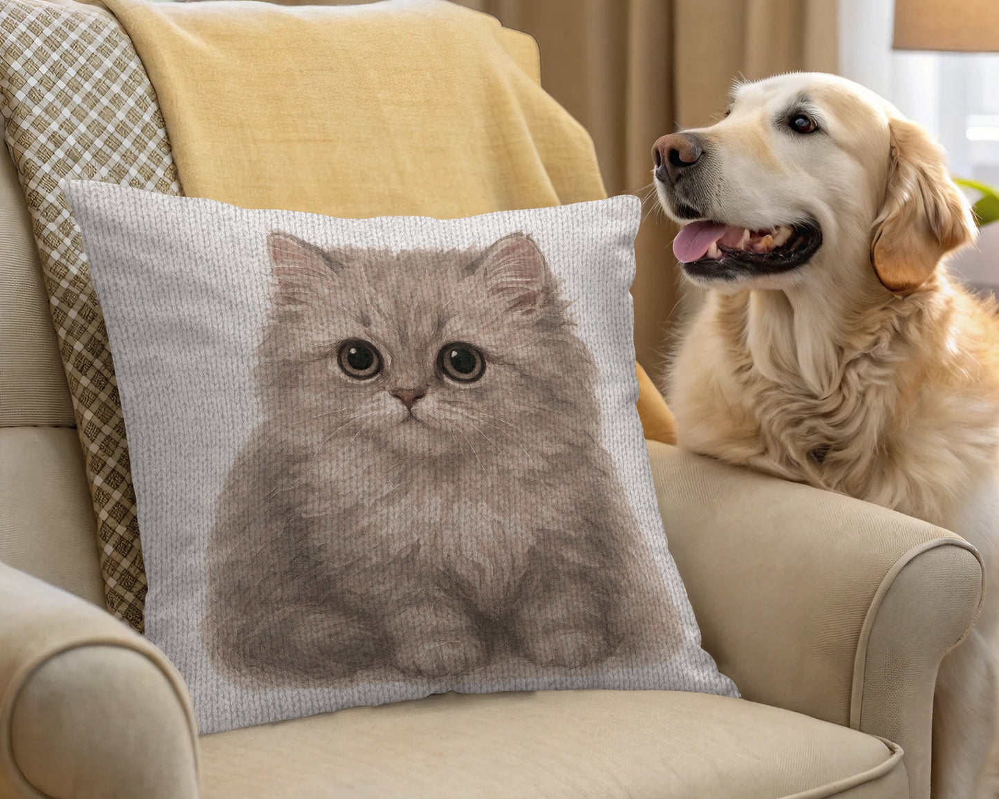 Cute Kitten Throw Pillow Decorative Couch Product