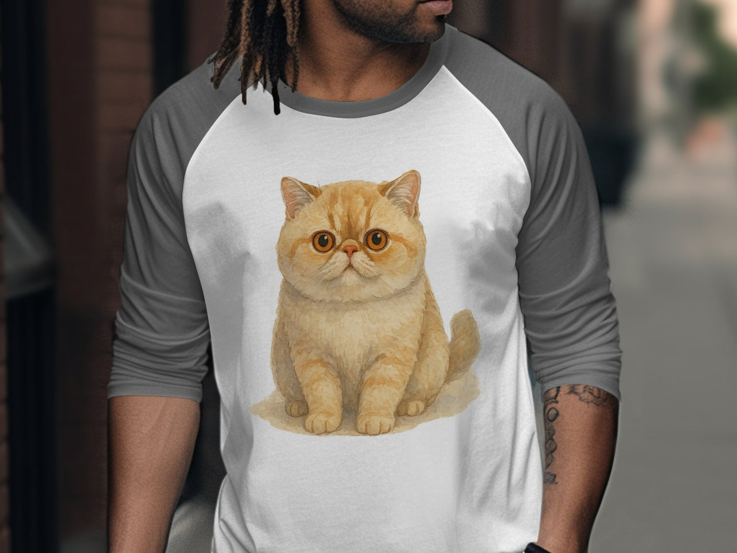 Cute Cat Illustration on Two-tone Long Sleeve Shirt product
