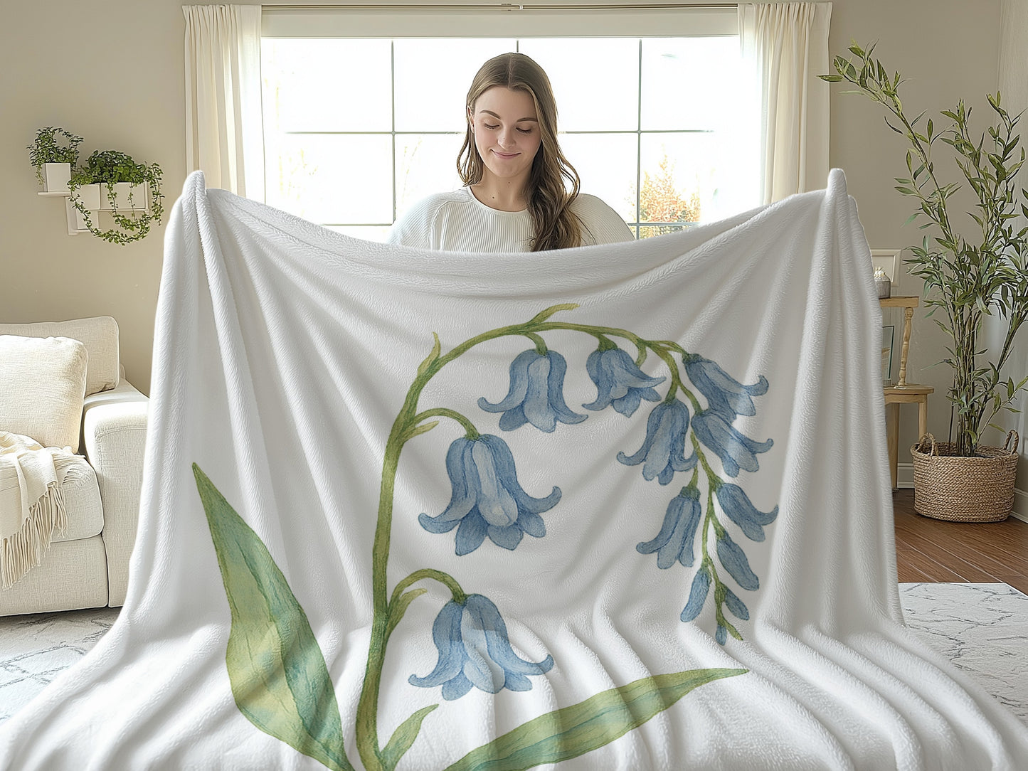 Floral Bluebell Design Cozy Throw Blanket product