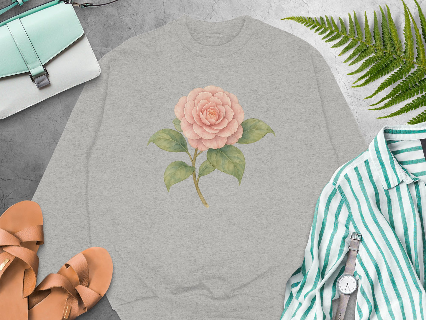 Elegant Gray Sweatshirt with Delicate Flower product