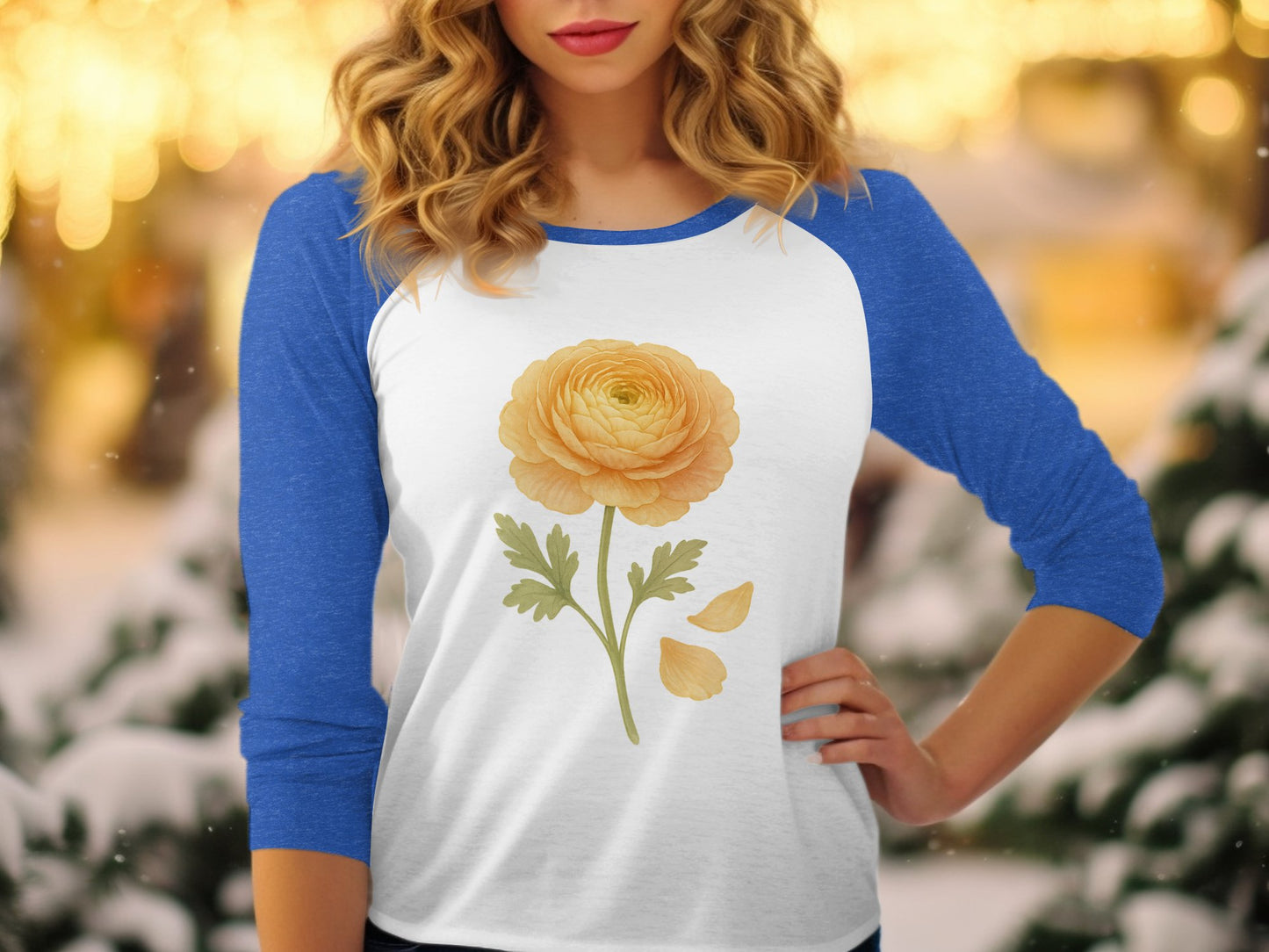 Blue Long Sleeve Shirt with Yellow Flower product