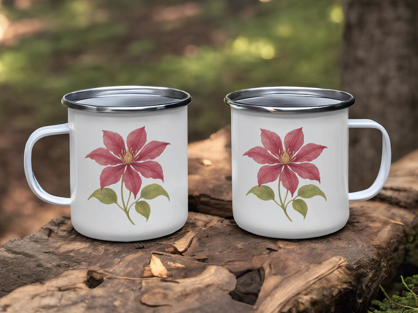 Floral Design White Camping Mug product type