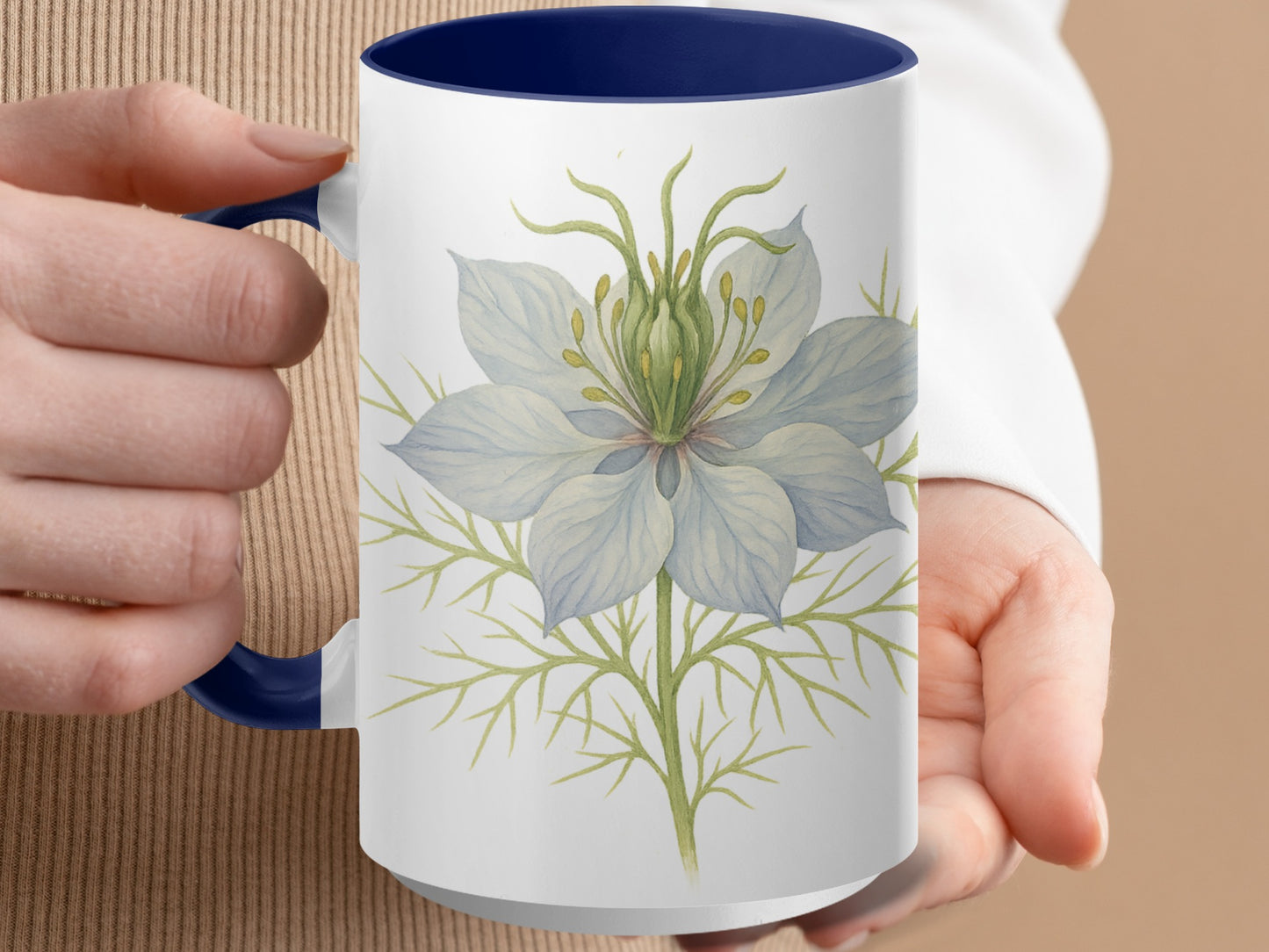 Stylish White Mug with Delicate Floral Design product type