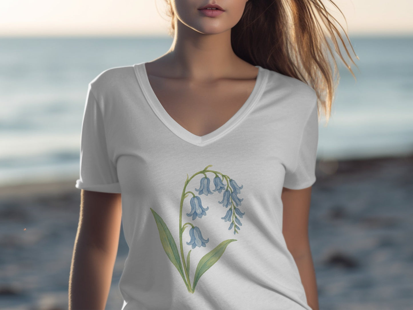 Elegant Floral V-Neck Summer Beach Casual T-shirt product