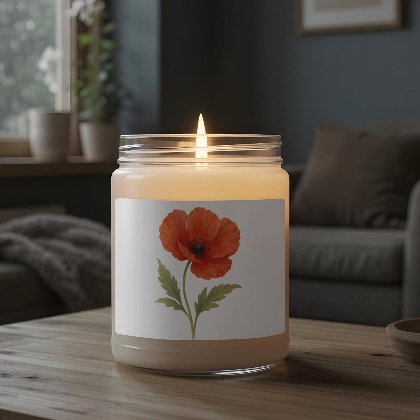 Relaxing Scented Candle with Elegant Poppy Design product