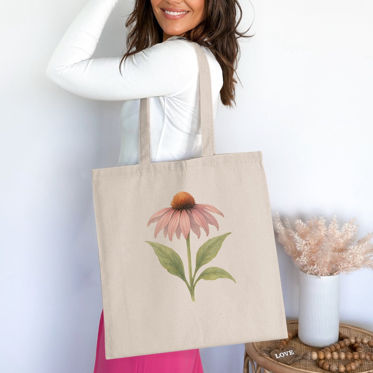 Floral Echinacea Design Shoulder Bag Tote product