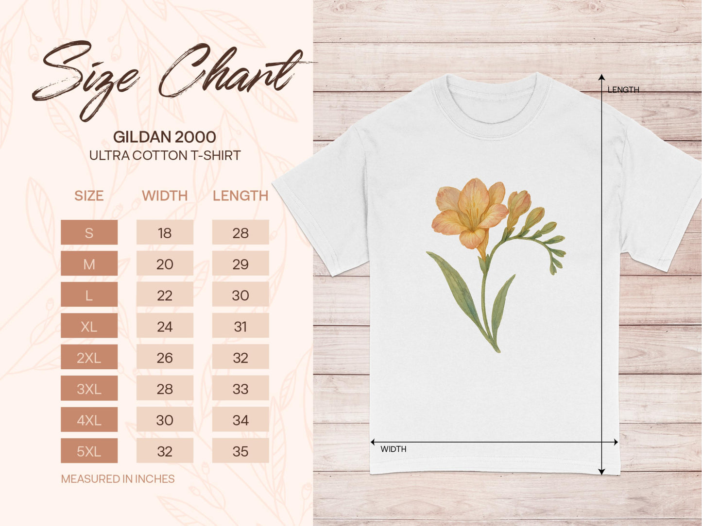 Floral Illustration Design Gildan 2000 T-shirt product type