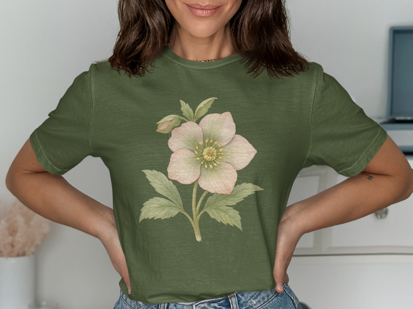 Beautiful Floral Design Green T-shirt product