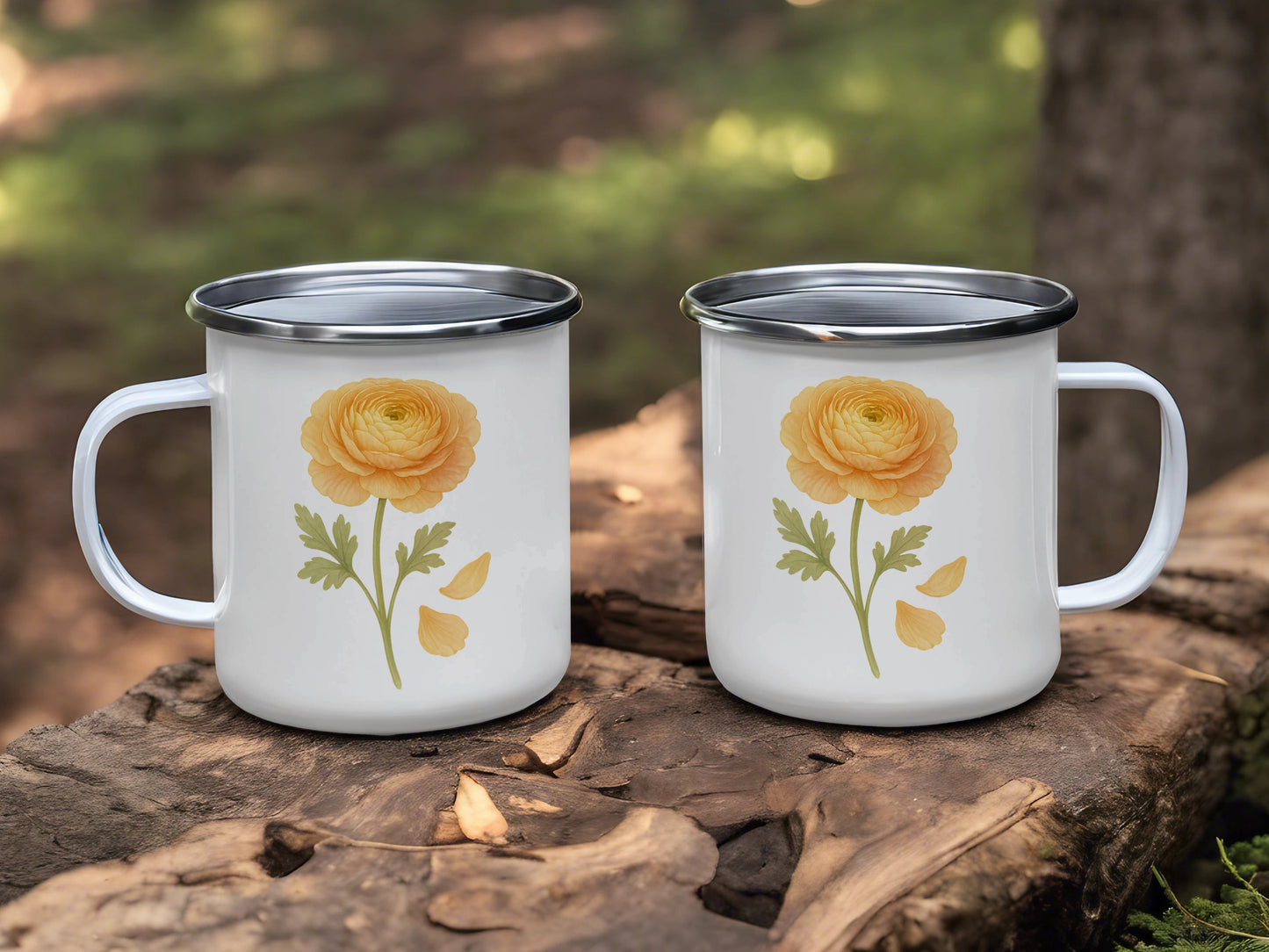 Beautiful Yellow Flower Print Camp Mugs Durable Camping product