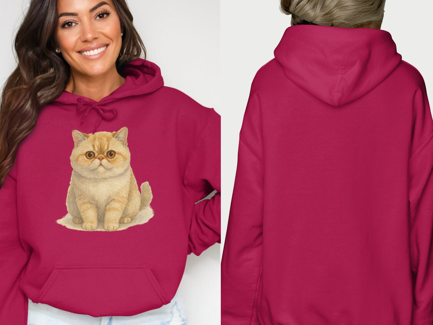 Cute Cat Design Red Hoodie Apparel Product Type