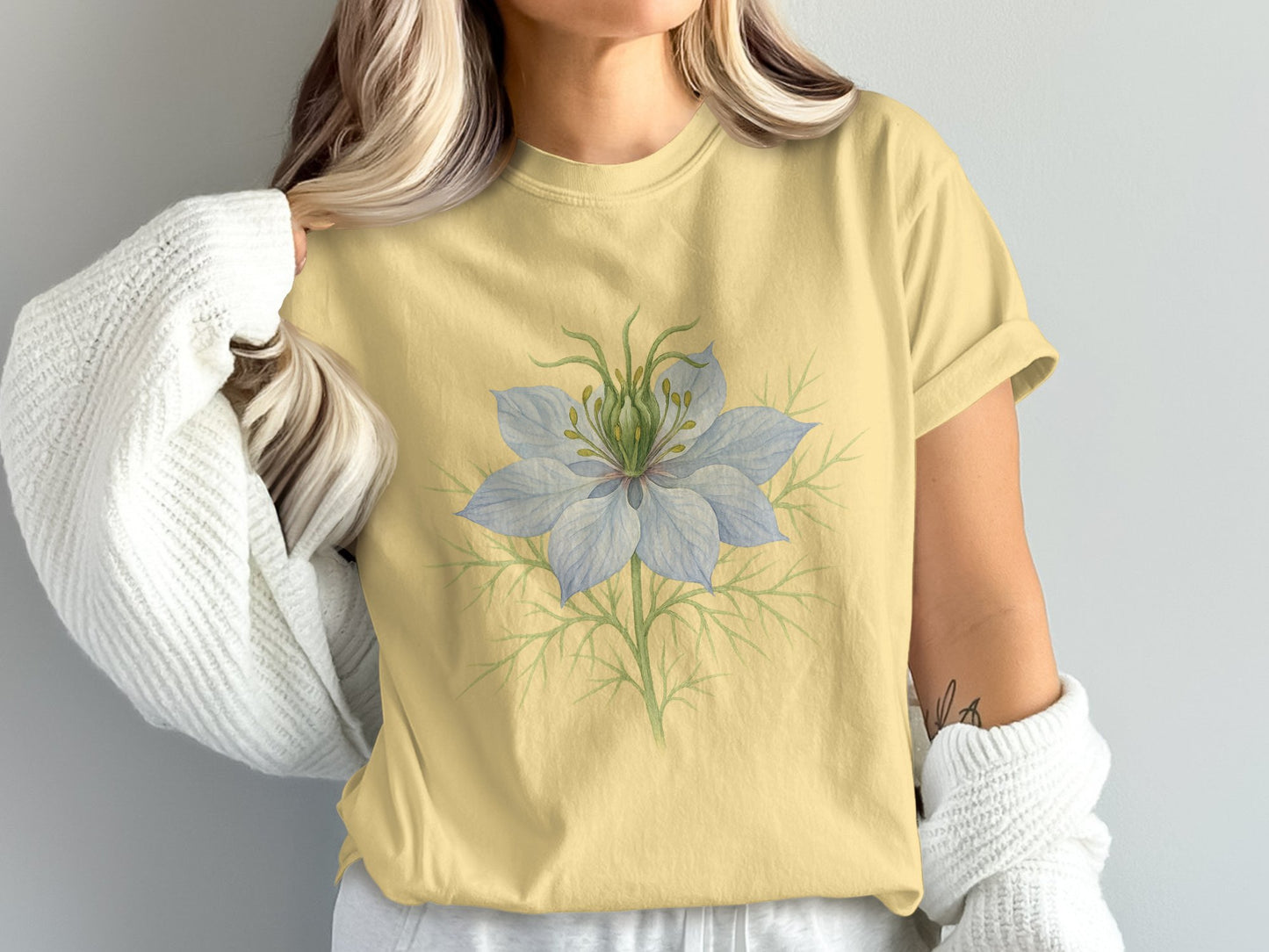 Floral Illustration on Light Yellow Shirt product type