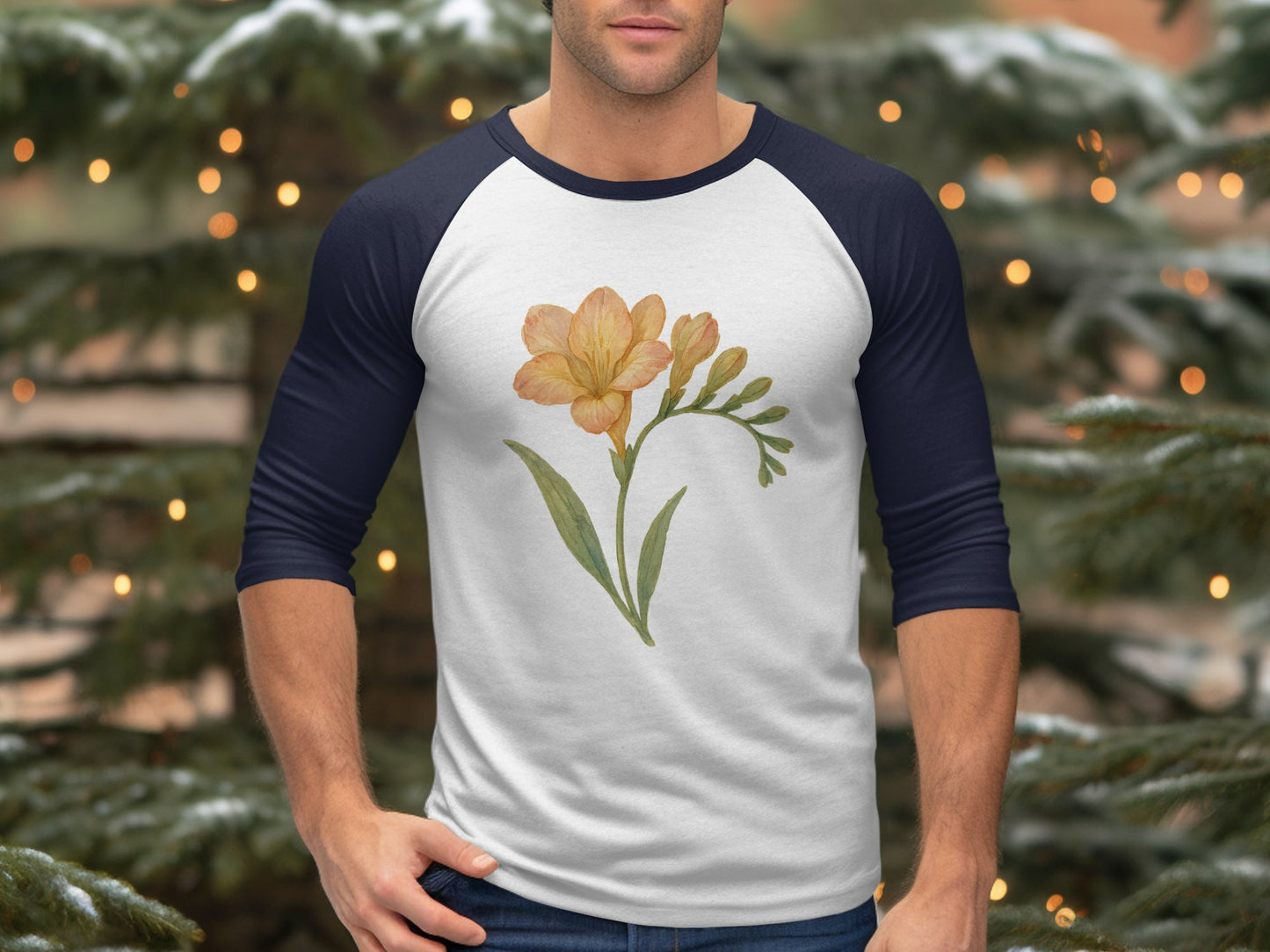 Floral Design on White and Black Sleeve Shirt product