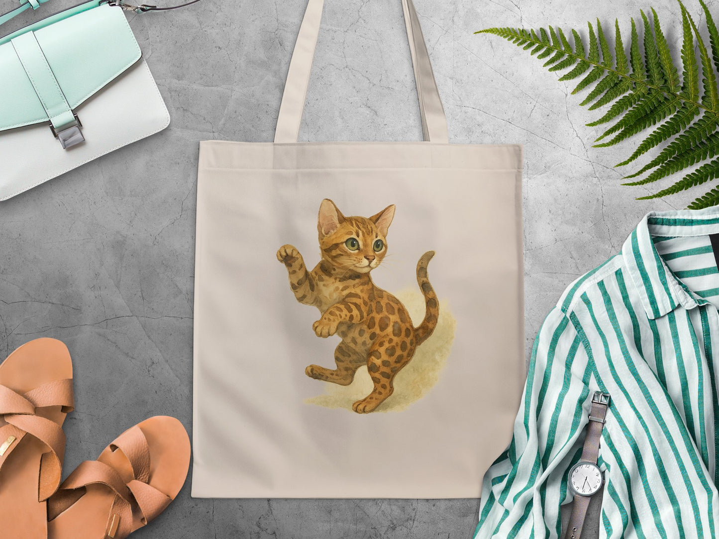 Cute Leopard Print Kitten Design Tote Bag product
