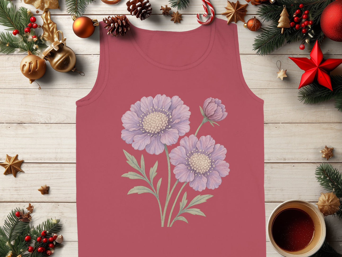 Festive Floral Design Holiday Tank Top Product