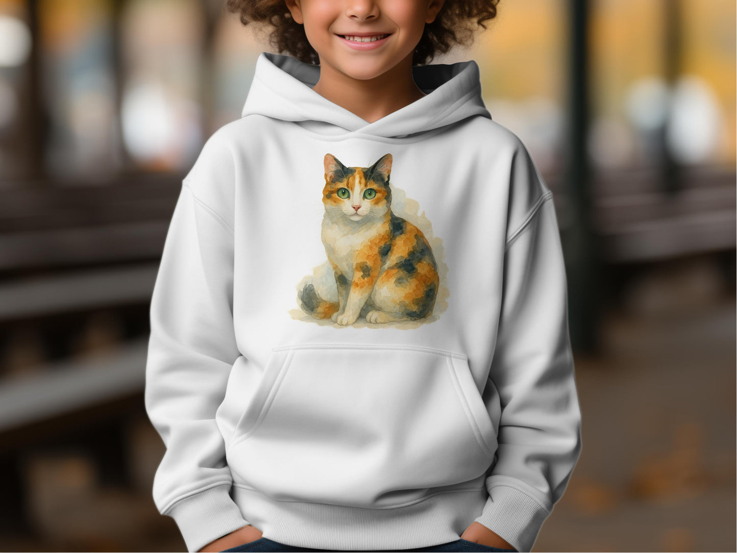 Cute Sitting Cat Printed Hoodie product type