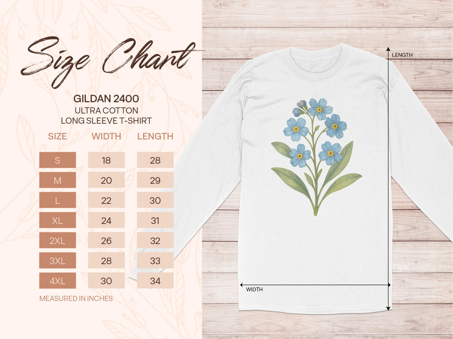 Blue Flower Design Long Sleeve T-Shirt product