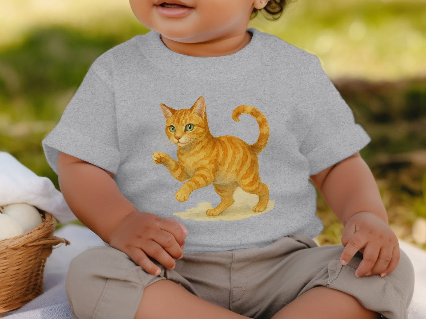 Adorable Baby Tee with Cute Orange Cat Print product type