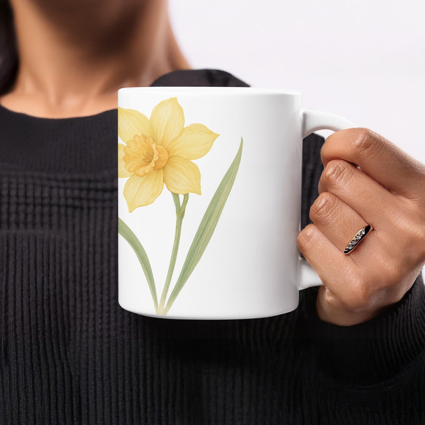 Beautiful Yellow Daffodil Print on White Mug product