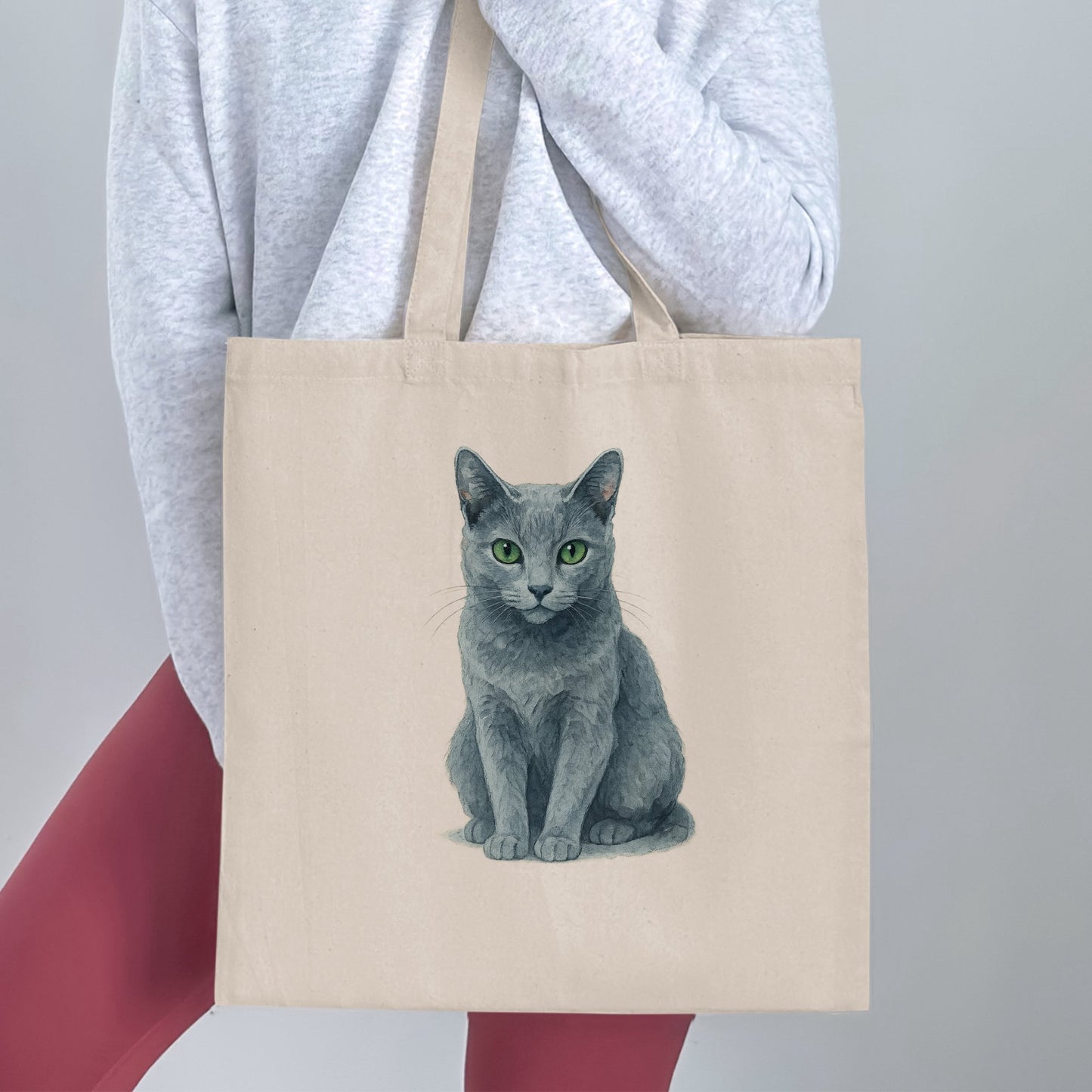 Grey Cat Print Tote Bag with Handles Product