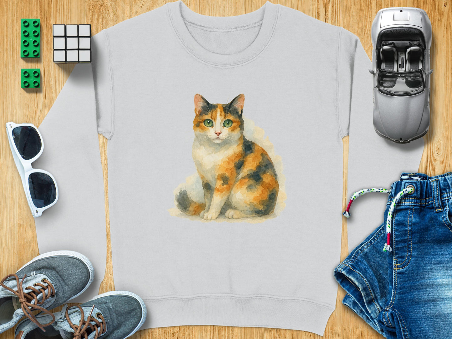 Cute Cat Illustration on Casual Sweatshirt product type
