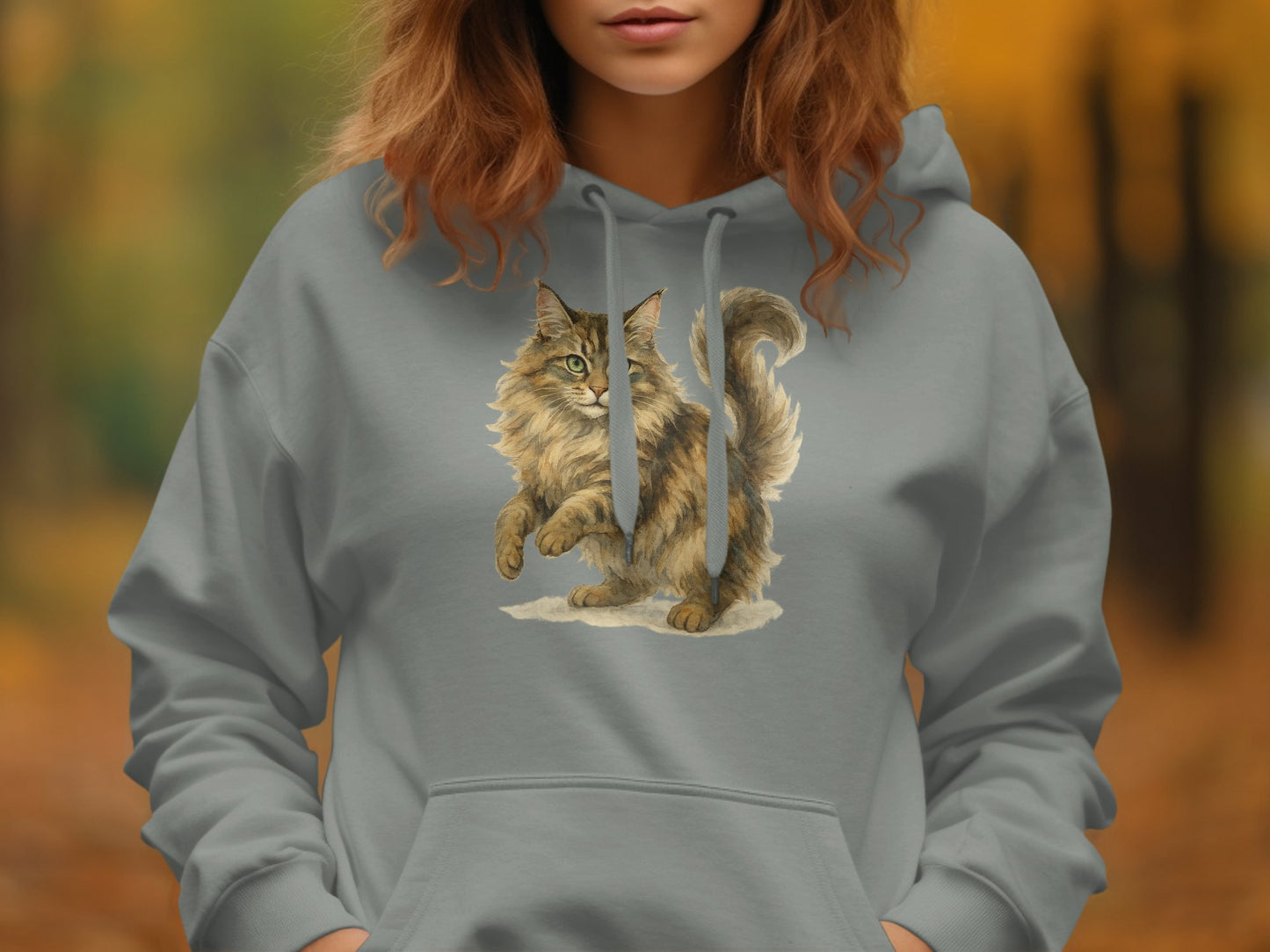 Playful Cat Graphic Print Hoodie product type