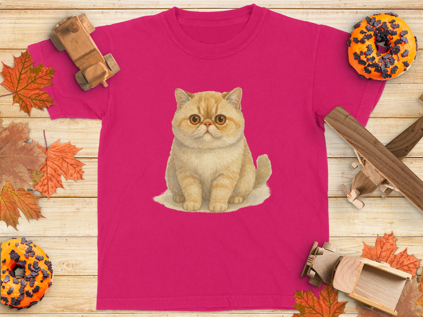Cute Cat Graphic Design Pink T-shirt product