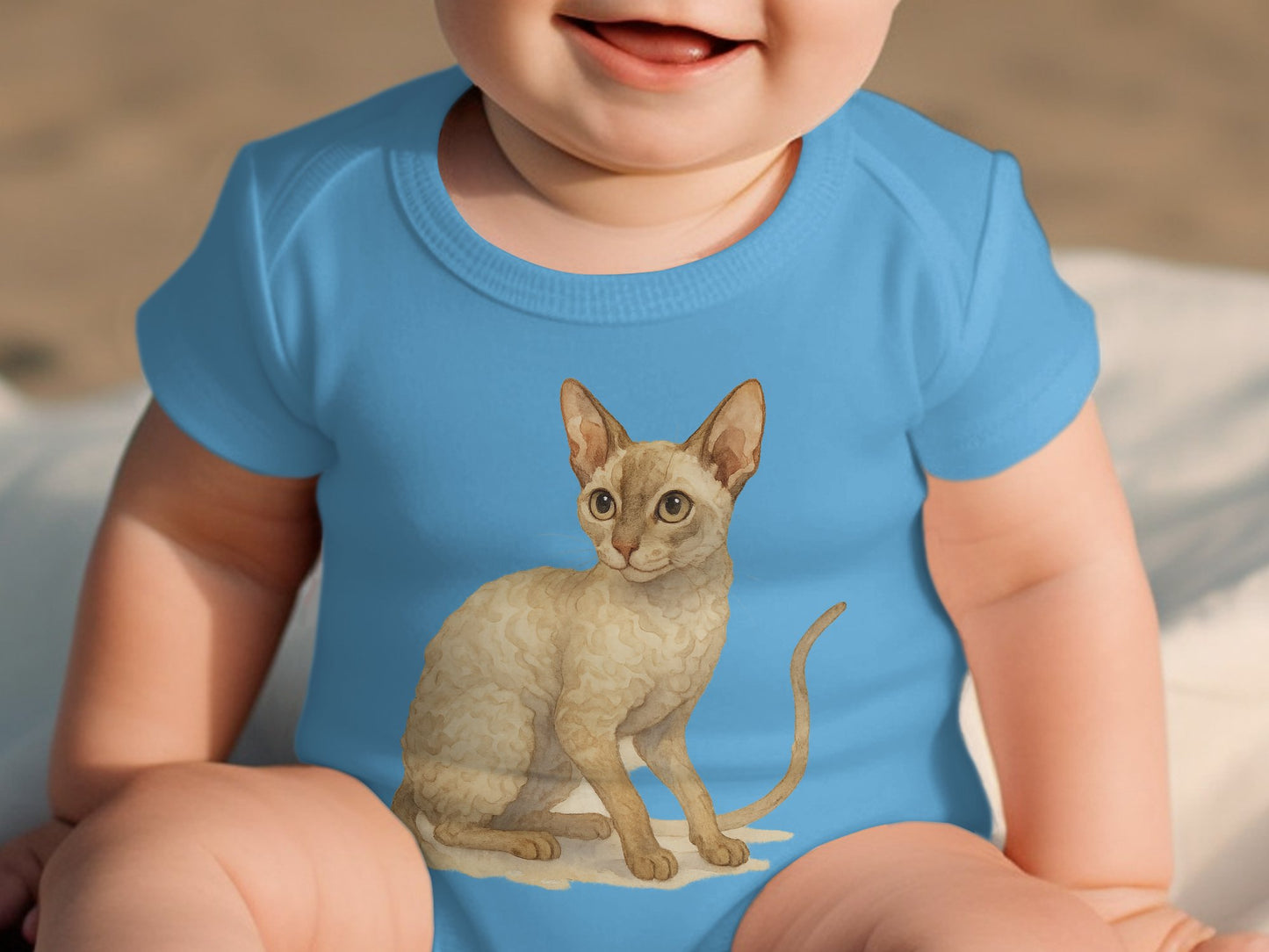 Adorable Blue Baby Onesie with Cute Cat Print product type