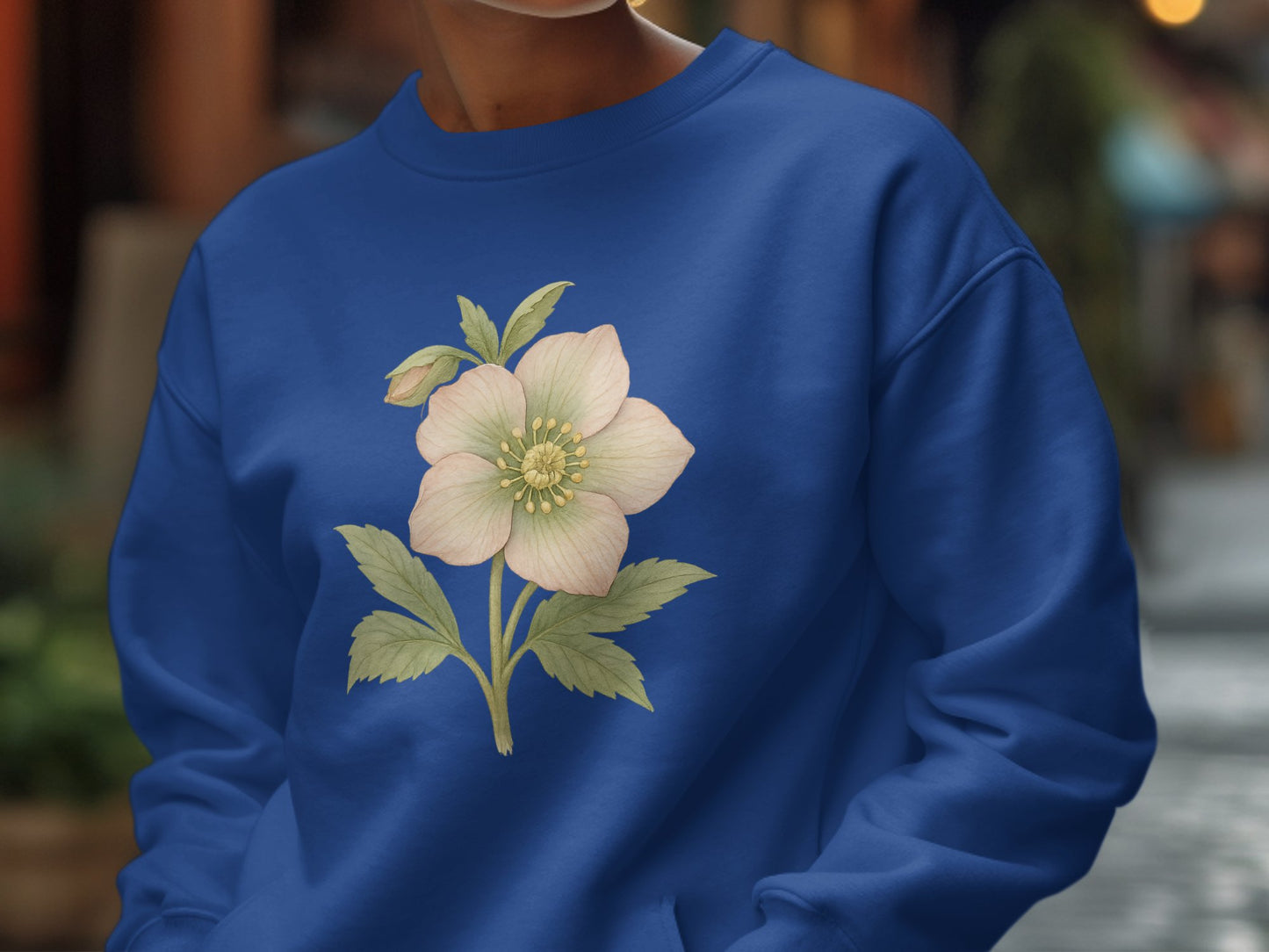 Beautiful Blue Sweatshirt with Large Flower Design product