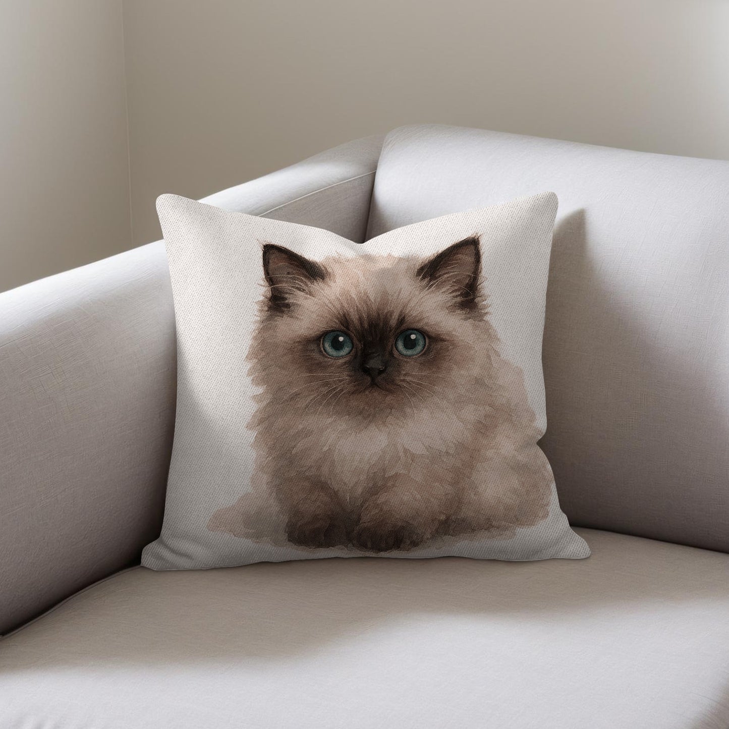 Adorable Blue-Eyed Fluffy Kitten Decorative Pillow product