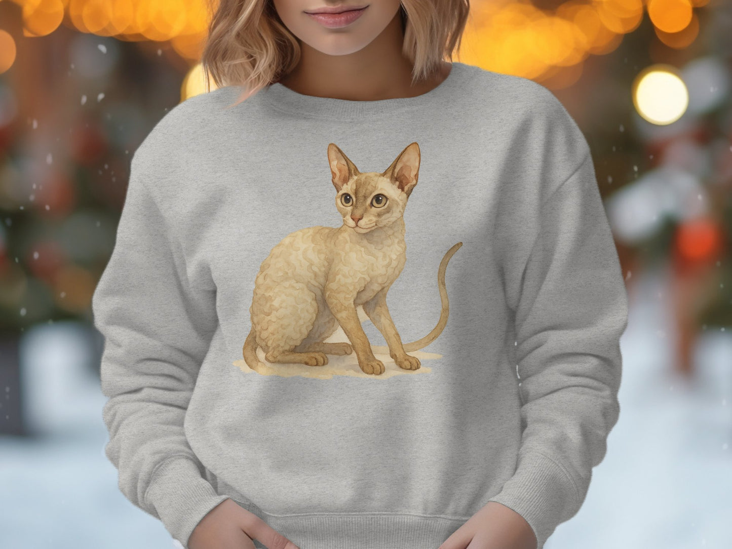 Cute Devon Rex Cat Design on Cozy Sweatshirt product